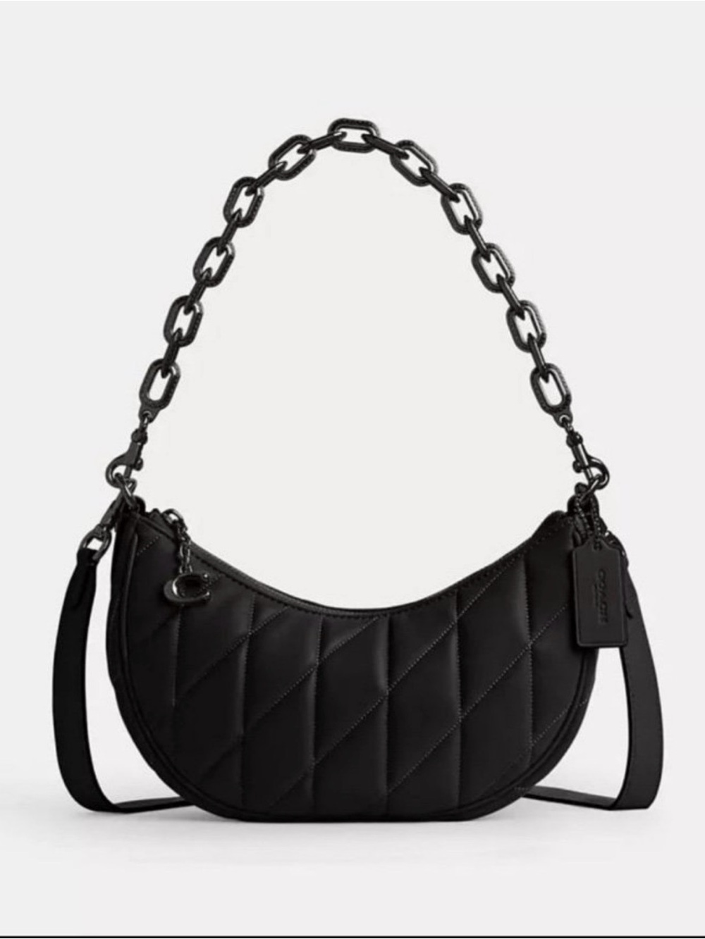 Coach Quilted Black Mira with Chain Strap NWT